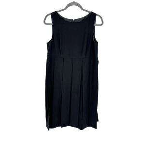 Cabi Black Car Wash Pleat Dress Sleeveless Knee Length Lined Party Career 8 EUC